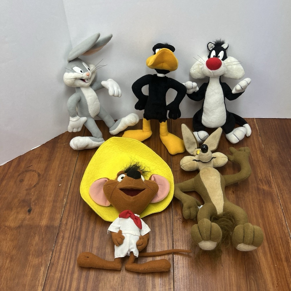 Vintage 1994 Tyco Looney Tunes Plush Lot Bugs Daffy Sylvester Speedy Coyote
